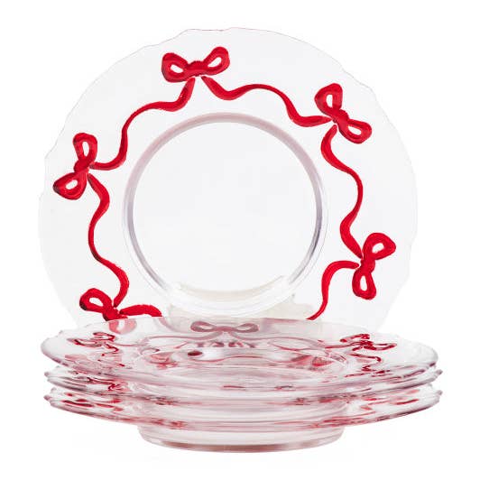 Dia dos Namorados - Pratos com Borda de Fita Vermelha - CONJUNTO DE 4 por atacado de Dunn Deals