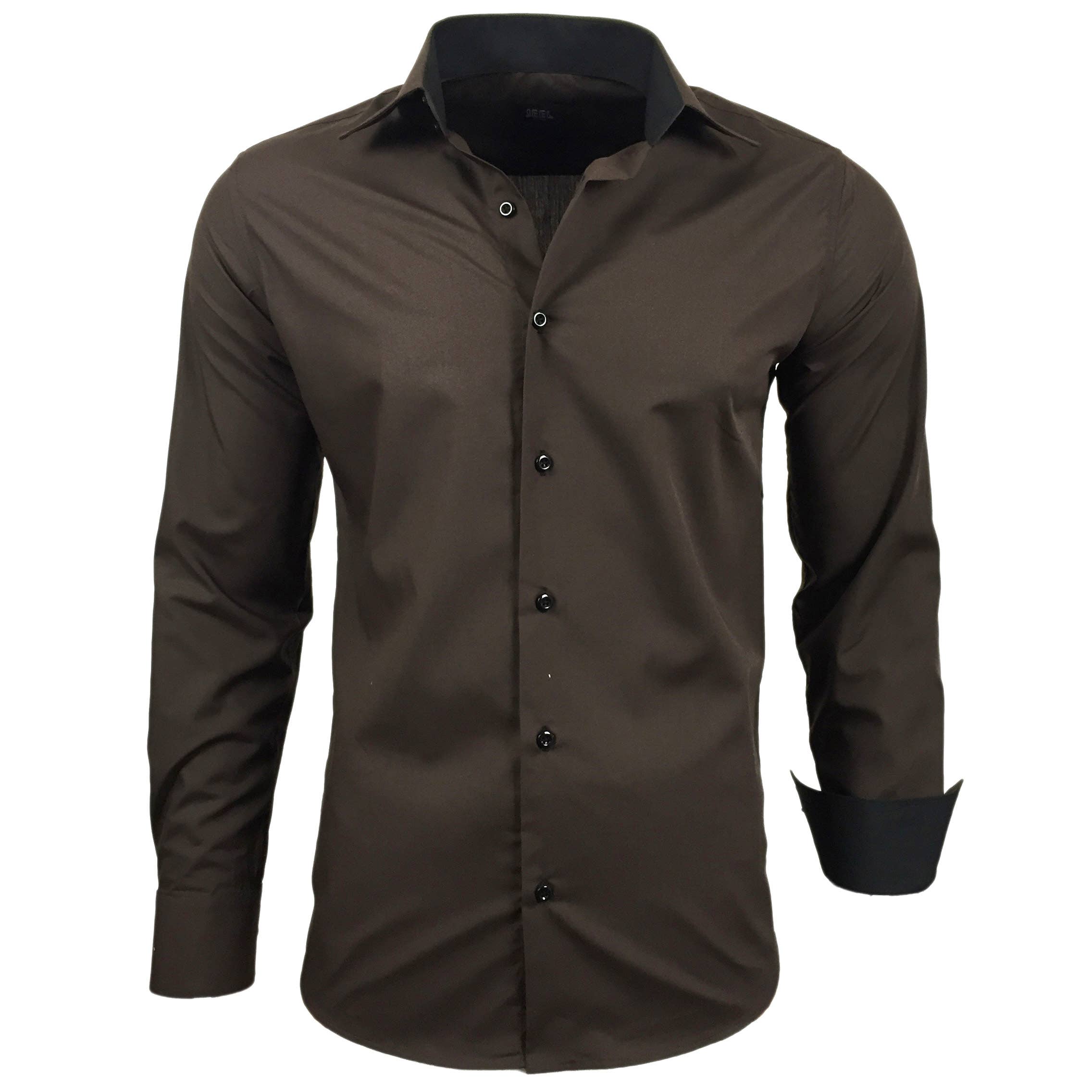 SUBLIMINAL MODE - Wholesale Button Down Shirt - Men's - Plain Two-Tone Basic Shirt10