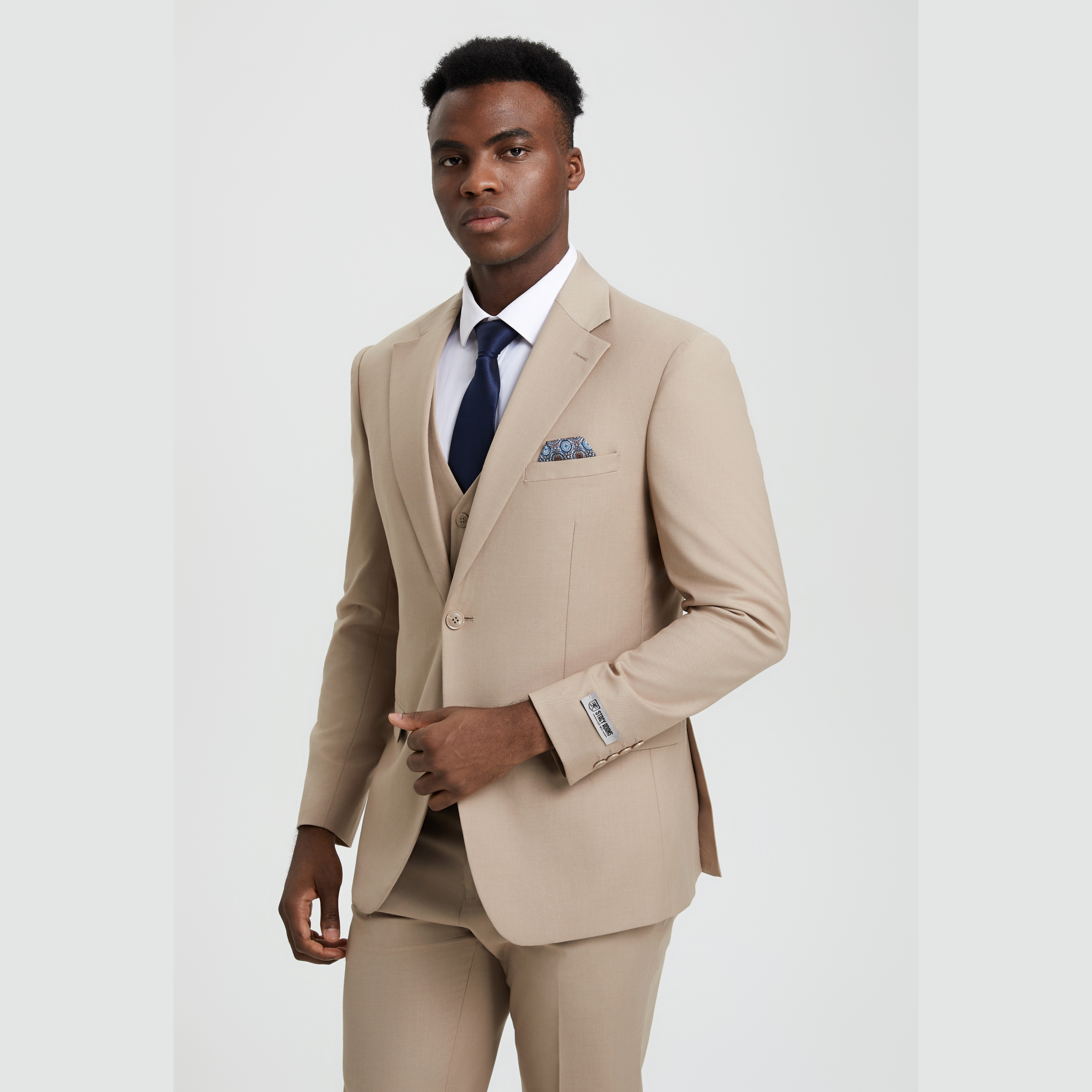 Wholesale Stacy Adams Hybrid Fit Men Suit & Expandable Waist, Tan