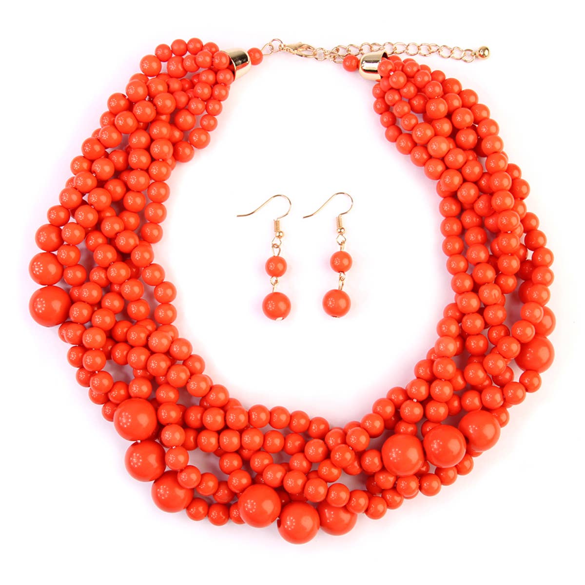 MYS Wholesale Inc - Vente Parures de bijoux - Ensemble collier ras-du-cou et boucles d'oreilles à bulles à plusieurs brins pour femmes29