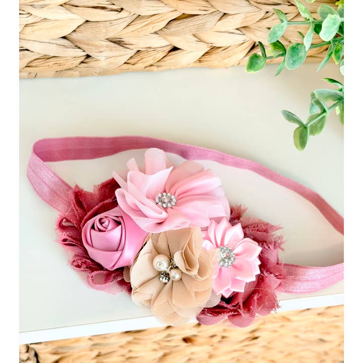 Bandeau en chiffon mauve pour bébé, bandeau chic et décontracté ivoire pour la vente par Jazy and Eve