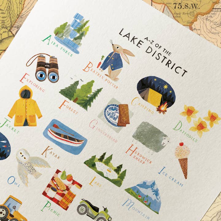 Oldfield Design Co – wholesale Art print – A-Z Lake District A3 Print3