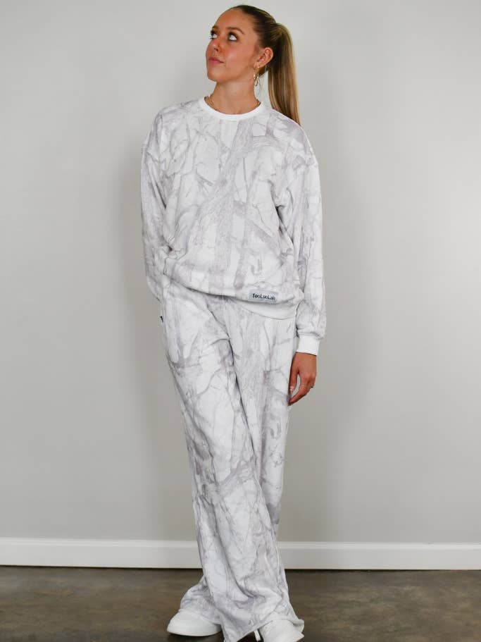 TooLooLah - Wholesale Lounge Sweatpants/Joggers - Women's - Baseline Straight Leg Joggers - White Camo