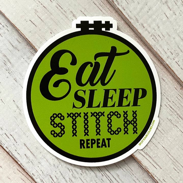 Eat Sleep Stitch Die-cut Sticker 3" for wholesale by Spot Colors