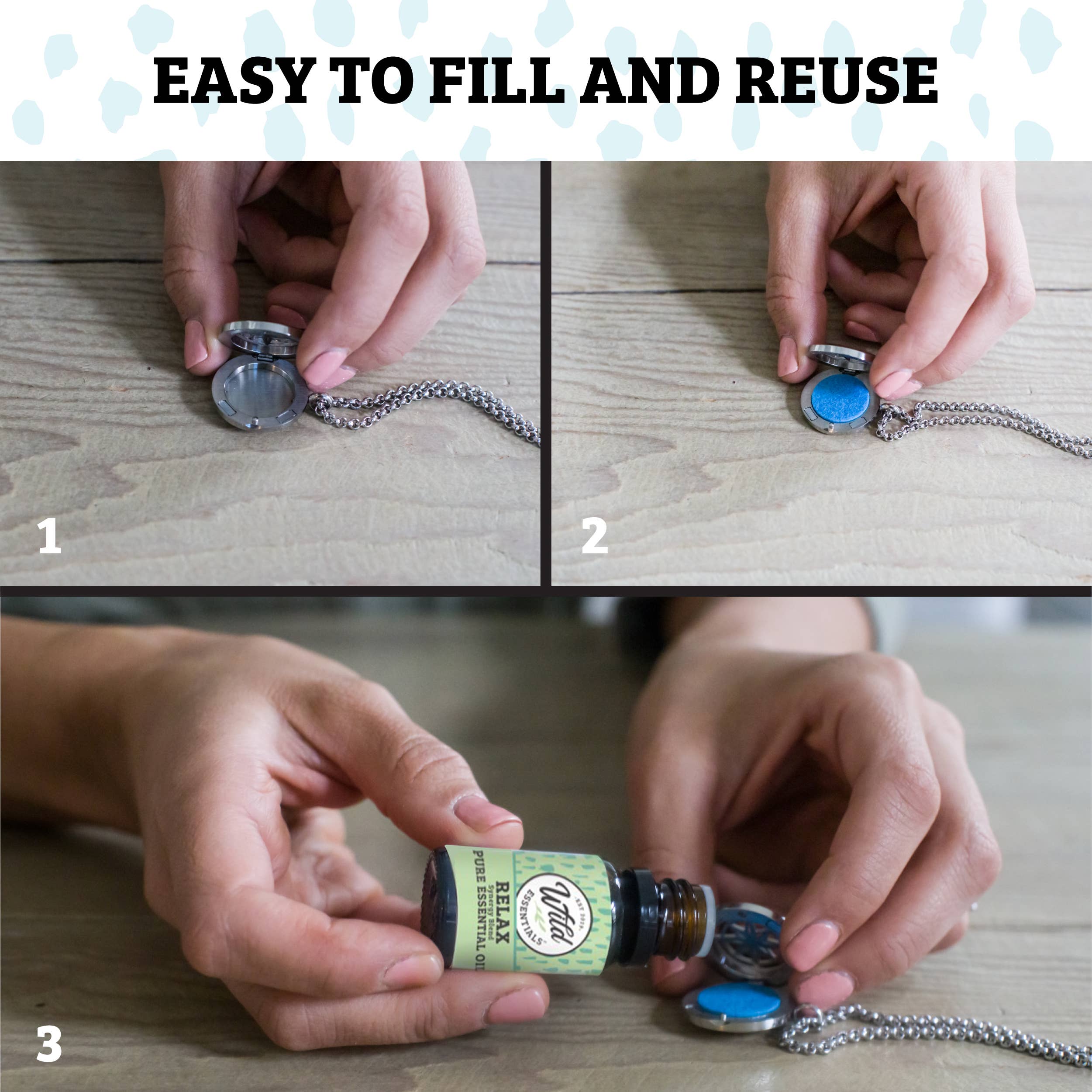 Wild Essentials - Wholesale Aromatherapy Necklace - Wild Horse Aromatherapy Diffuser Necklace with 8 color pads1