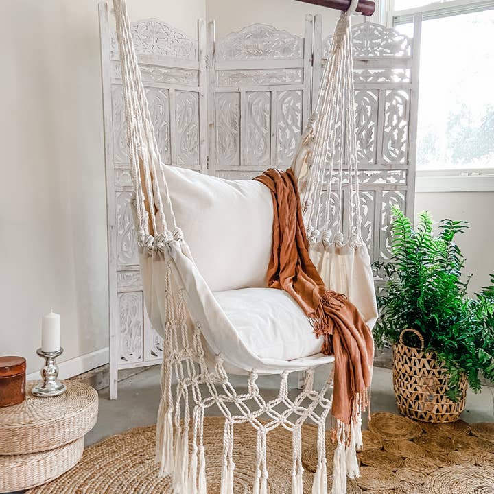 Limbo Imports Hammocks - Wholesale Hammock - Kids - Macrame Hanging Swing Chair + 2 Pillows Set JR.8