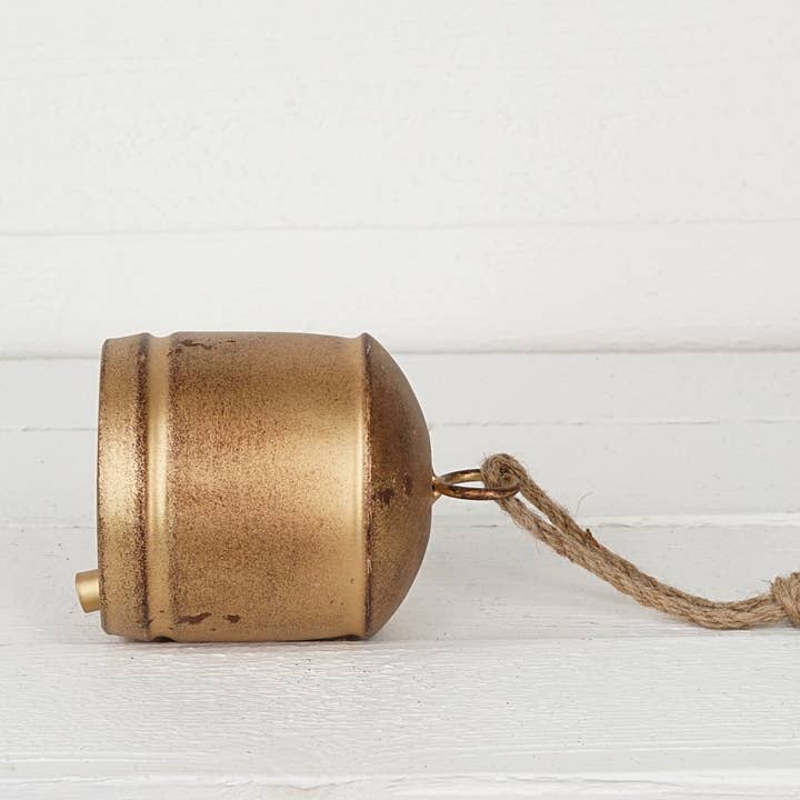 Holiday Depot Inc. - Wholesale Ornament - M32502-Vintage Gold Silo Bell w. jute loop (6.5inH)5