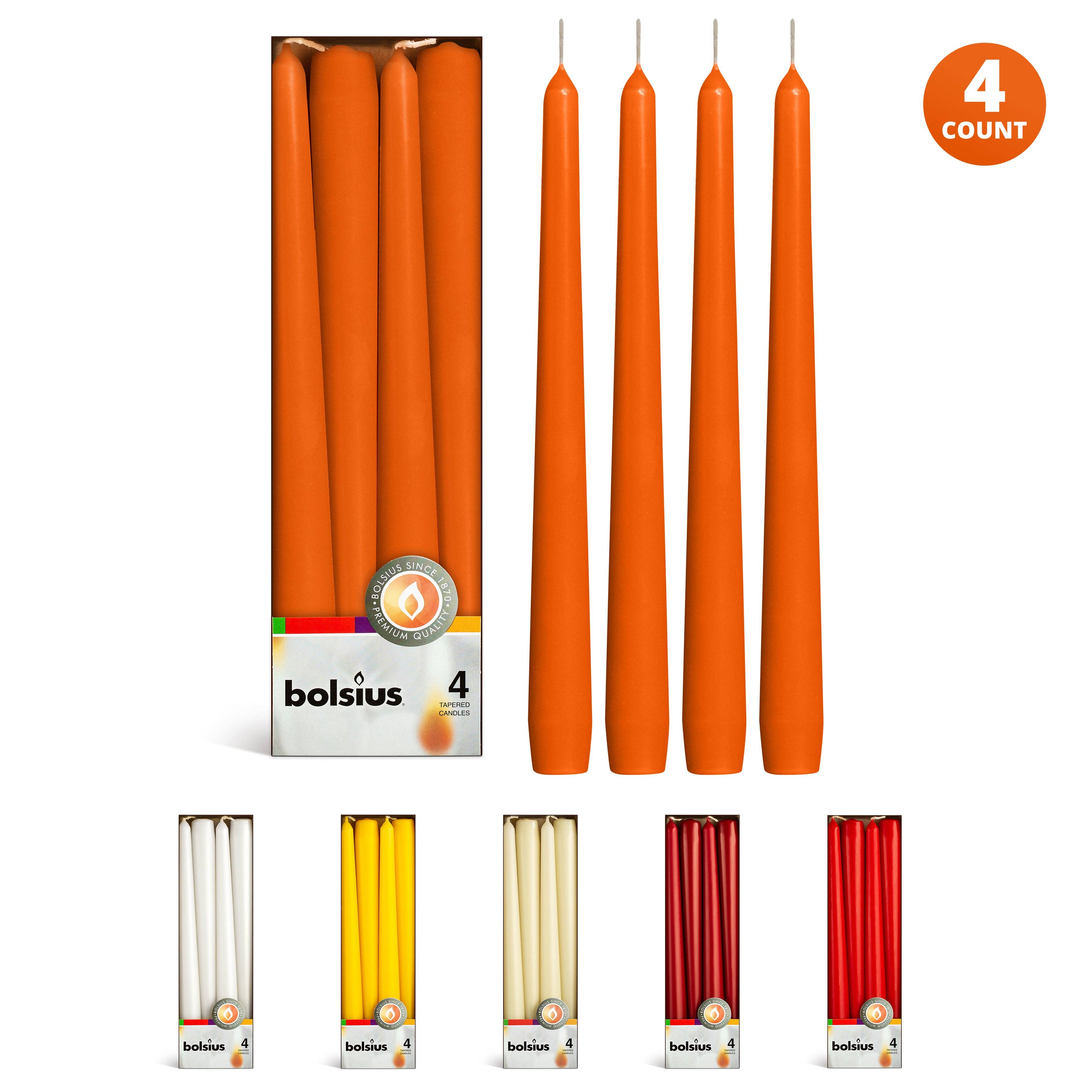 BOLSIUS - Wholesale Taps toelopende kaars/kandelaar - BOLSIUS hoge kegelkaarsen van 25 cm, set van 4 – decoratief, gekleurd, geurloos30