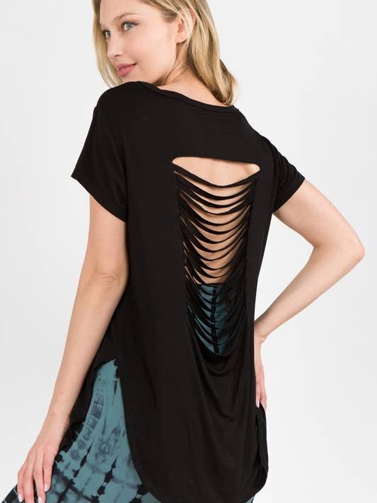 Lady's Knit Top W/ Slashed-Back & Curved Hem for wholesale by Yelete