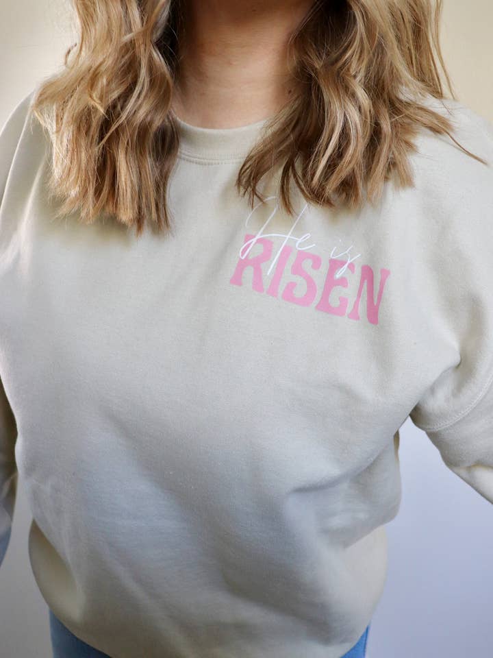 He Is Risen Sweatshirt for wholesale by Just Jesus Apparel