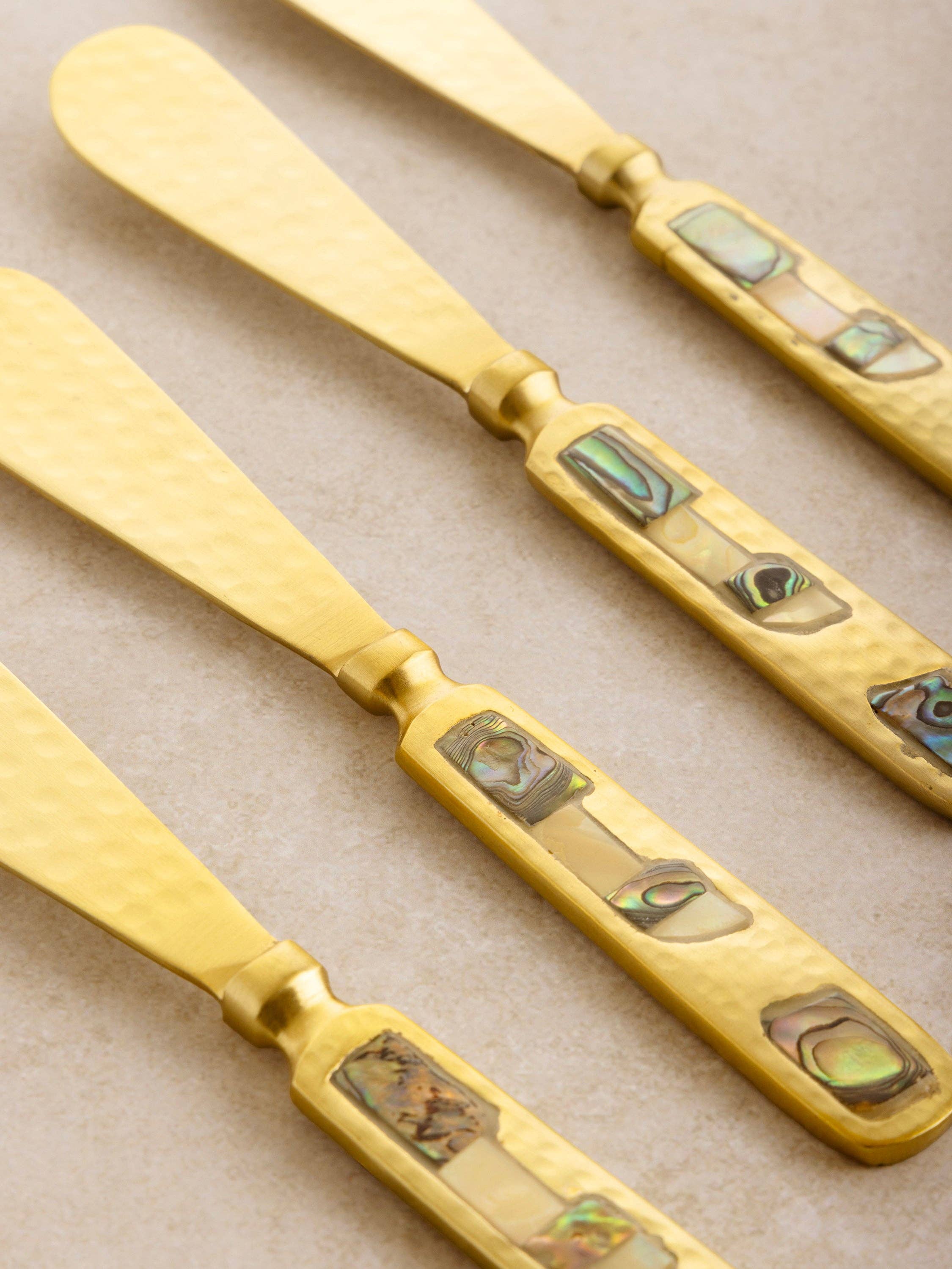 GAURI KOHLI - Wholesale Table Knife - Sisley Gold Butter Knives with Mother-of-Pearl · Set of 43