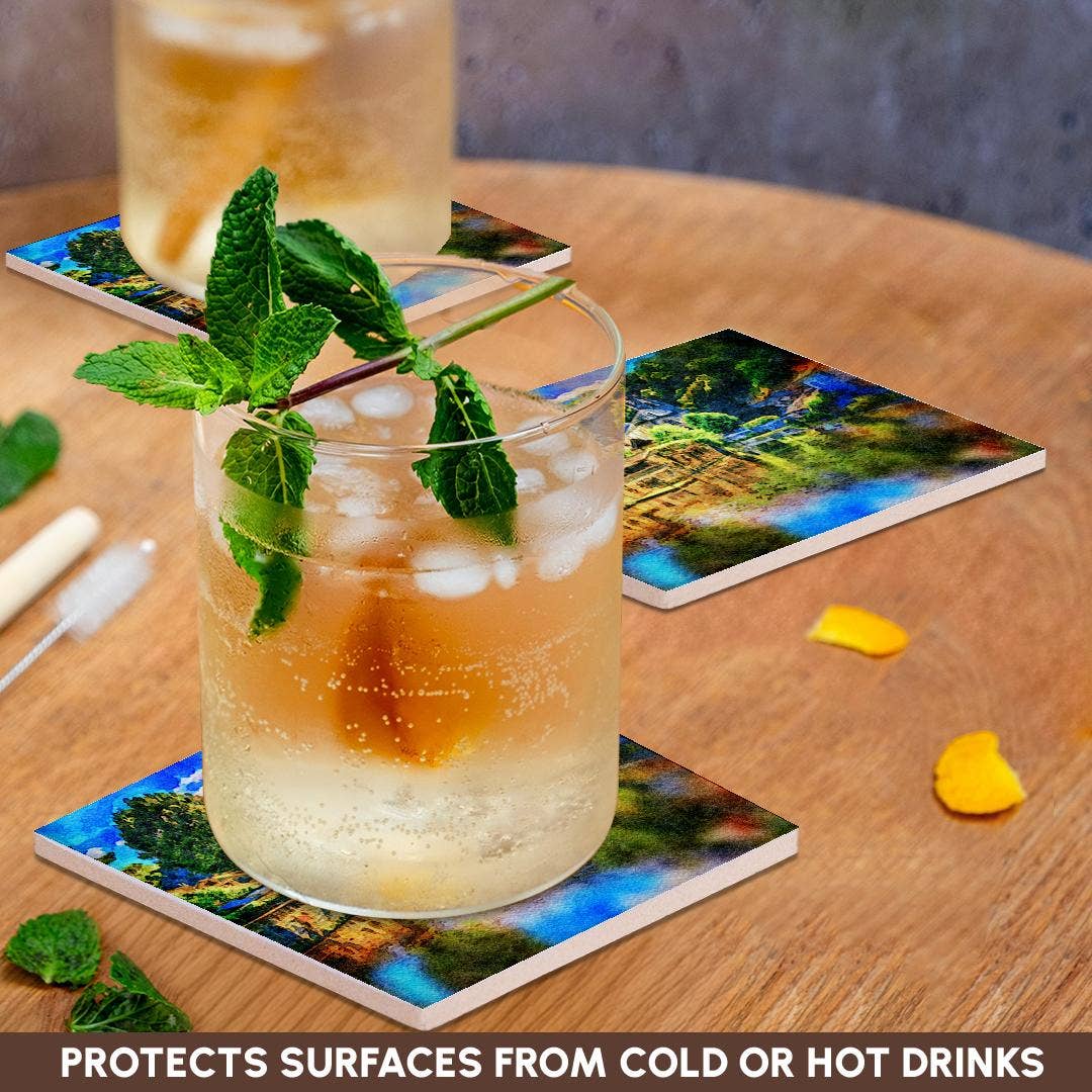 3dRose - Wholesale Coasters - 3dRose, Cathedral On The Water Image of Watercolor Painting, Coaster2