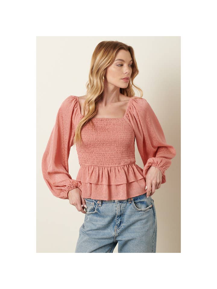 mittoshop - Vendita all'ingrosso Camicetta - Donna - H14432A-BLUSA CON CORPETTO IN JACQUARD A FIORI