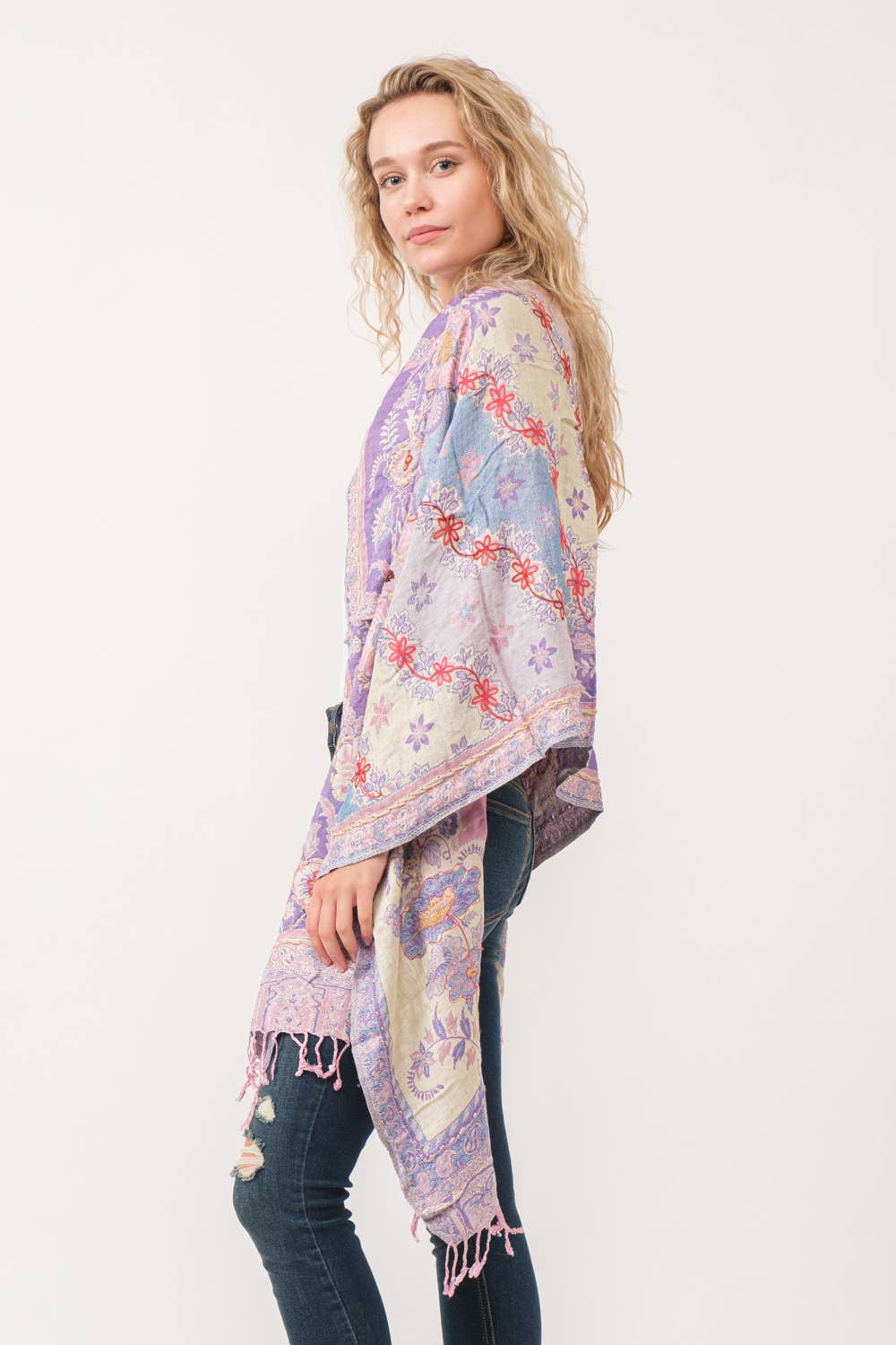 Raj Trading & Imports (USA) Inc. - Wholesale Scarf - Women's - Amanda Thick Stitch Embroidered Scarf Shawl6