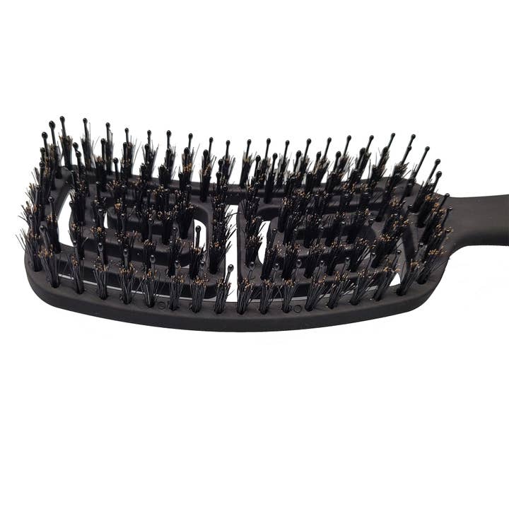 Pink Pewter - Wholesale Hair Brush/Comb - "Extreme Vented Flex" Small Contoured Styling Brush (Nylon + Boar)