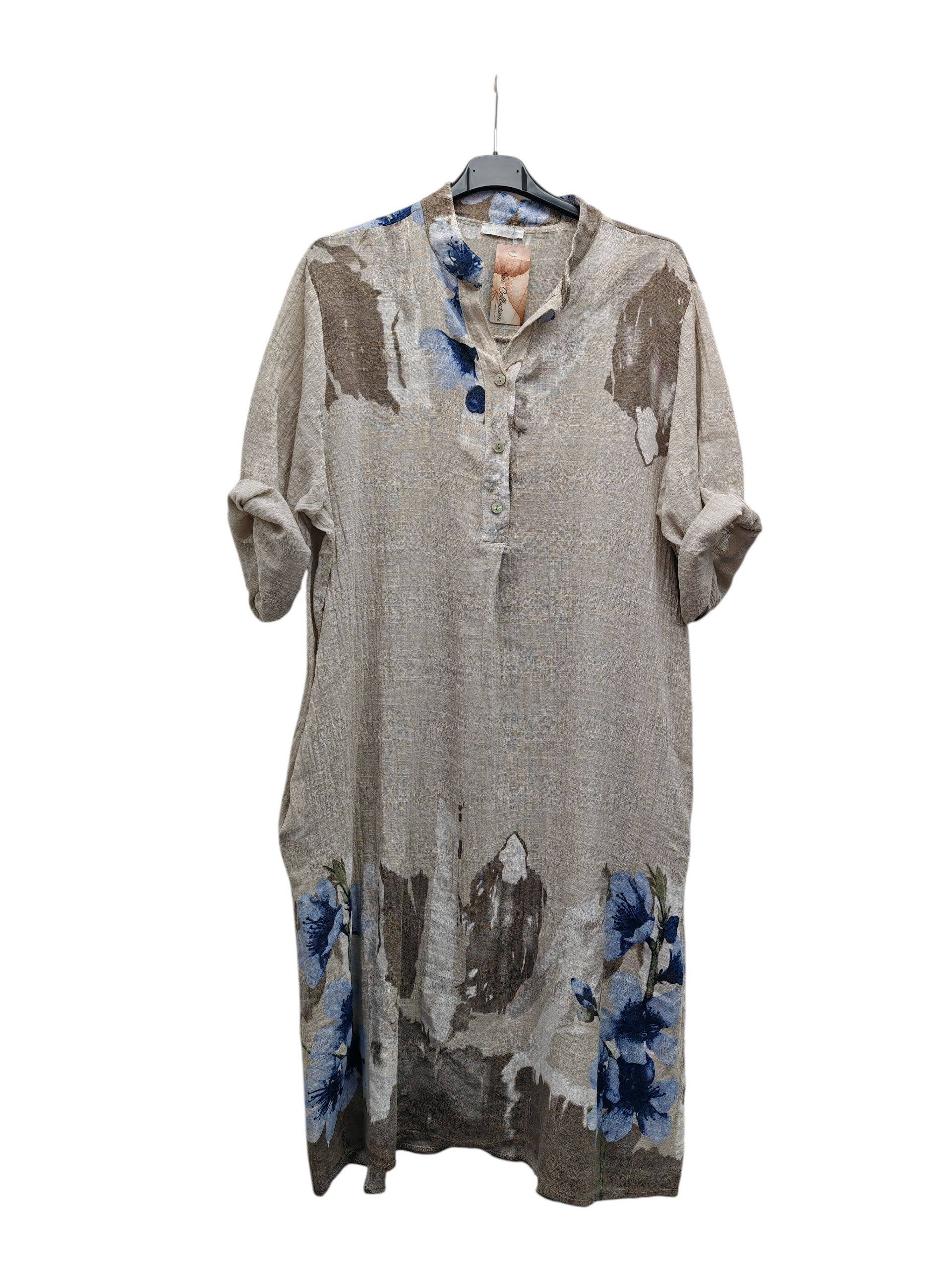 Superbia - Vente Robe – femme - Robe en coton premium taille unique italienne à imprimé floral avec deux poches0