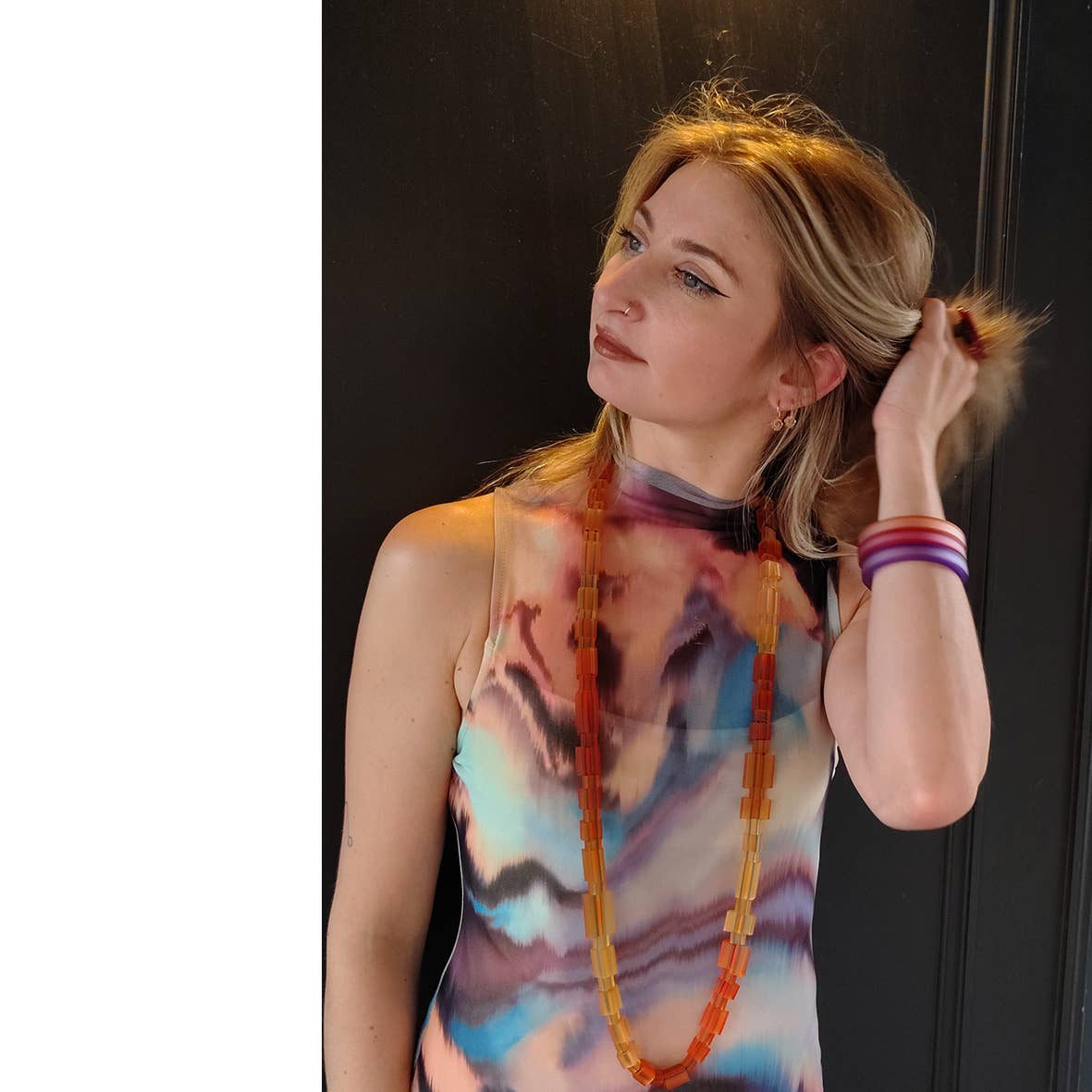 ALEX+SVET - Wholesale Beaded/Pearl Necklace - YALTA hand-dyed rubber long necklace INFINITE line6