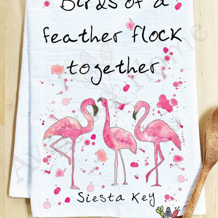 Avery's Home - Wholesale Tea Towel - Birds of a Feather Flamingo Customizable Tea Towel4