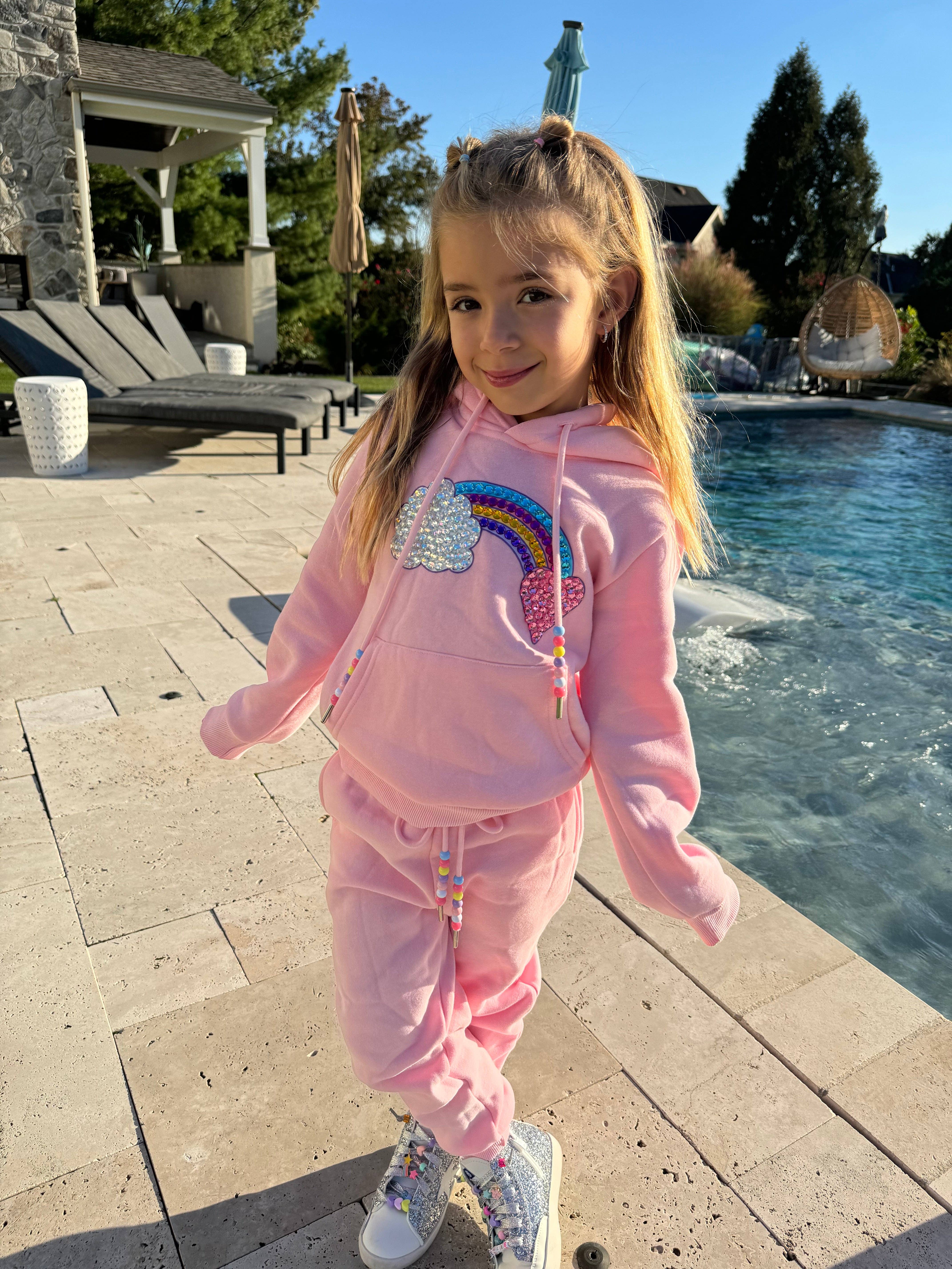 Ellie and Mila - Venta al por mayor Conjunto de camiseta y pantalón - Niños - Sudadera Rainbow Gem con abalorios9