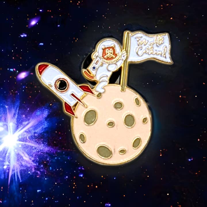 PINtelligentsia - Wholesale Reversspeld/knoop - Neil Armstrong emaille pin - „Neil Catstrong” gloeiende pin!6