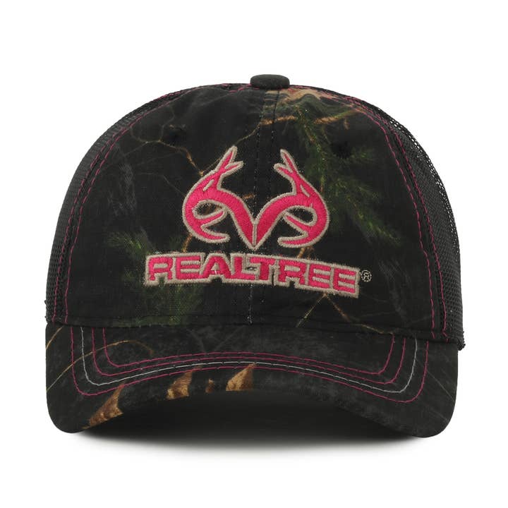 Realtree Pink Logo Camo Trucker Hat for wholesale by Outdoor Cap