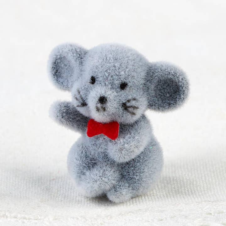 Factory Direct Craft - Wholesale Stuffed/Plush Toy - Kids & Baby - 1" Miniature Gray Baby Flocked Mice (Bags of 12)
