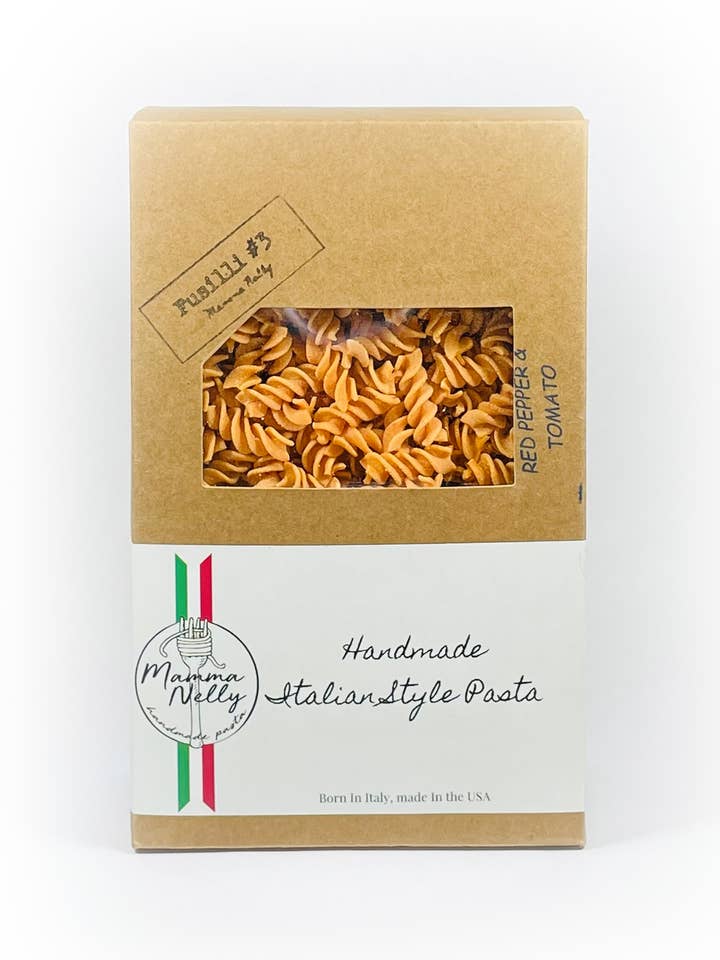 Bell Pepper and Tomato Fusilli for wholesale by Mamma Nelly Pasta