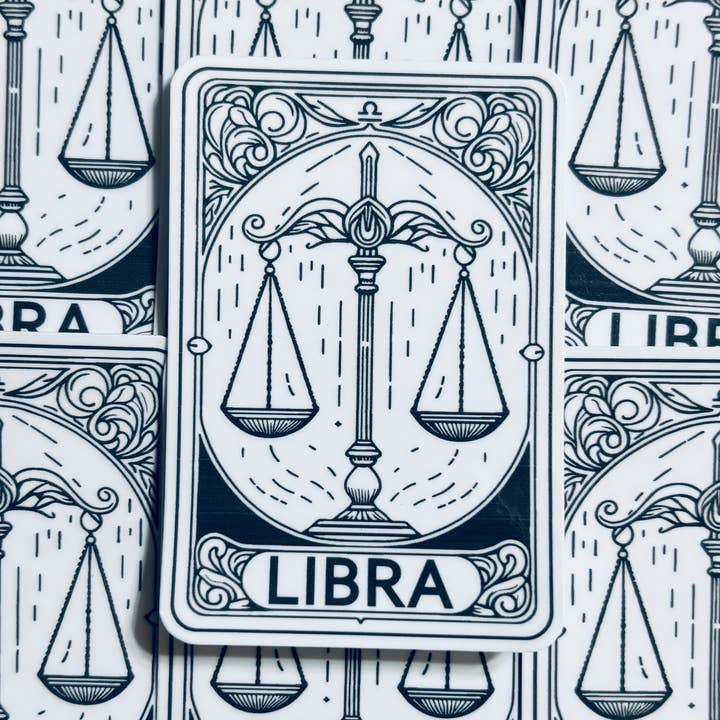 Libra Zodiac Sticker | Tarot Themed Zodiac Sticker for wholesale by Kraftmir