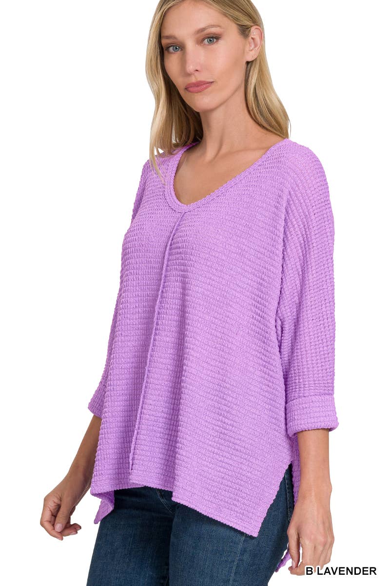 42POPS - Wholesale Knit Sweater - Women's - `.V Neck Hi Low Hem Jacquard Sweater11