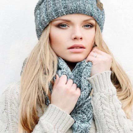 C.C Slouchy Tvåfärgad Detaljerad Stickad Mössa Vinterhatt för wholesale av Madeline Love