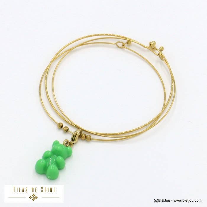 Lilas de Seine - Wholesale Charm/Dangle Bracelet - 3 semainier steel bracelets with marshmallow bear 02221463