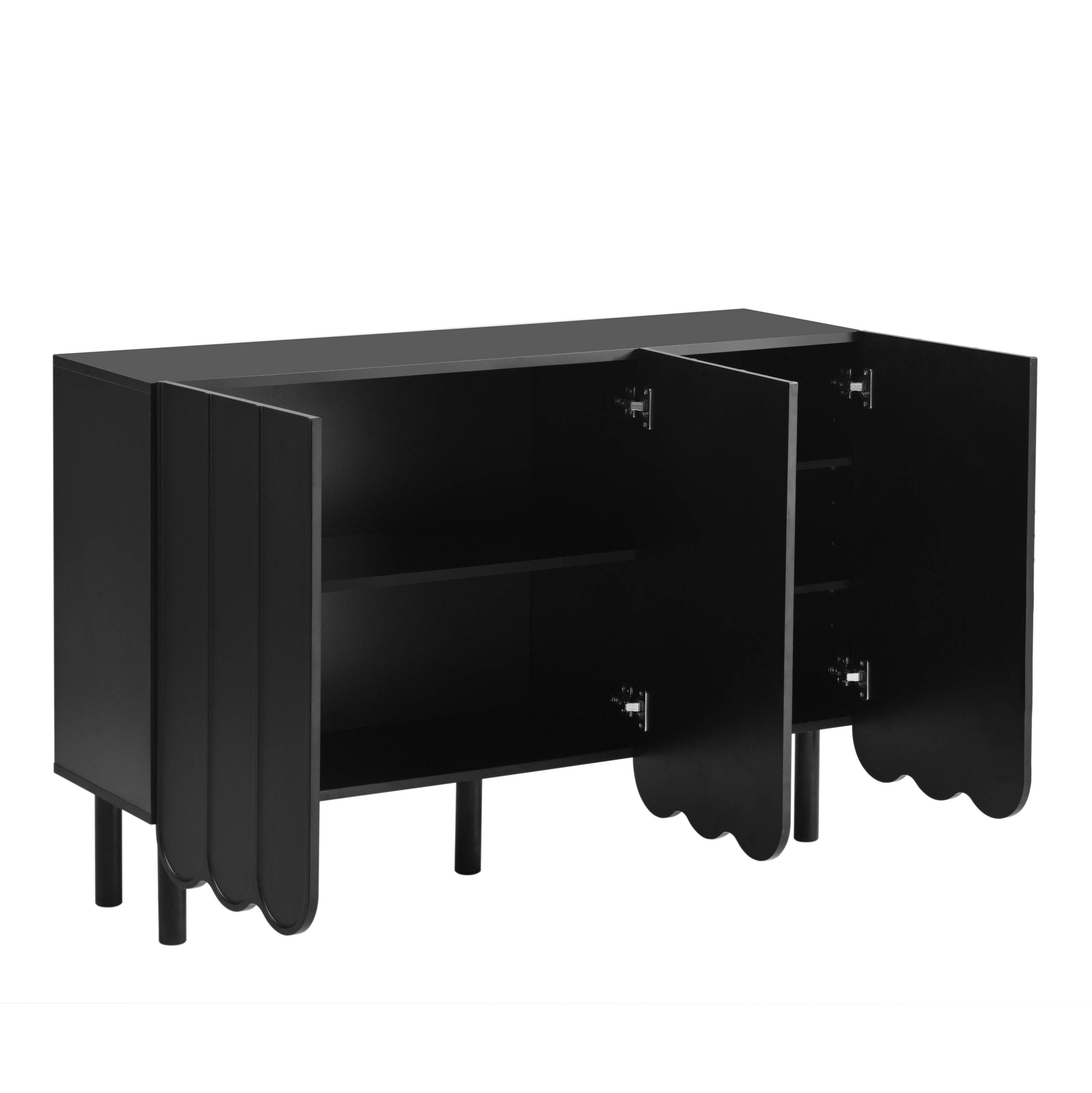 39F Inc. - Wholesale Cabinet - Minimalist Shoe Cabinet/Sideboard (Black/White, Wave Doors)13