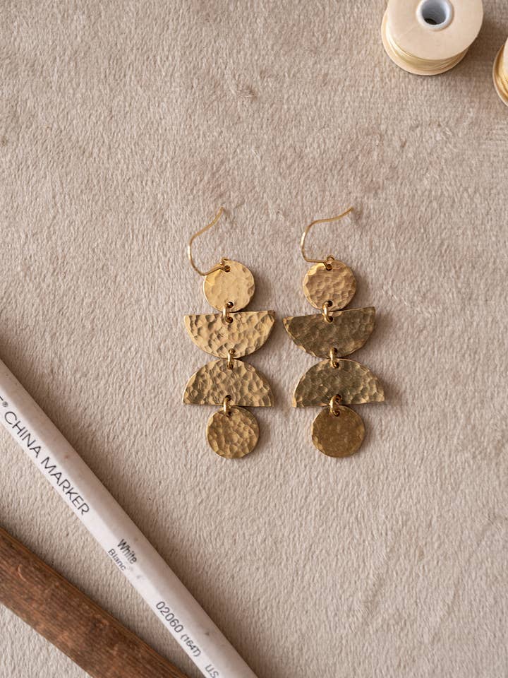 Hammered Brass Earrings No. 20 for wholesale by Found & Feral