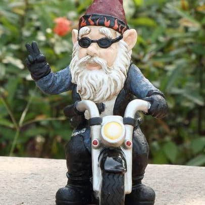 Hi-Line Gift Ltd. - Wholesale Garden Gnome - Peace Biker Gnome (Hi-Line Exclusive)
