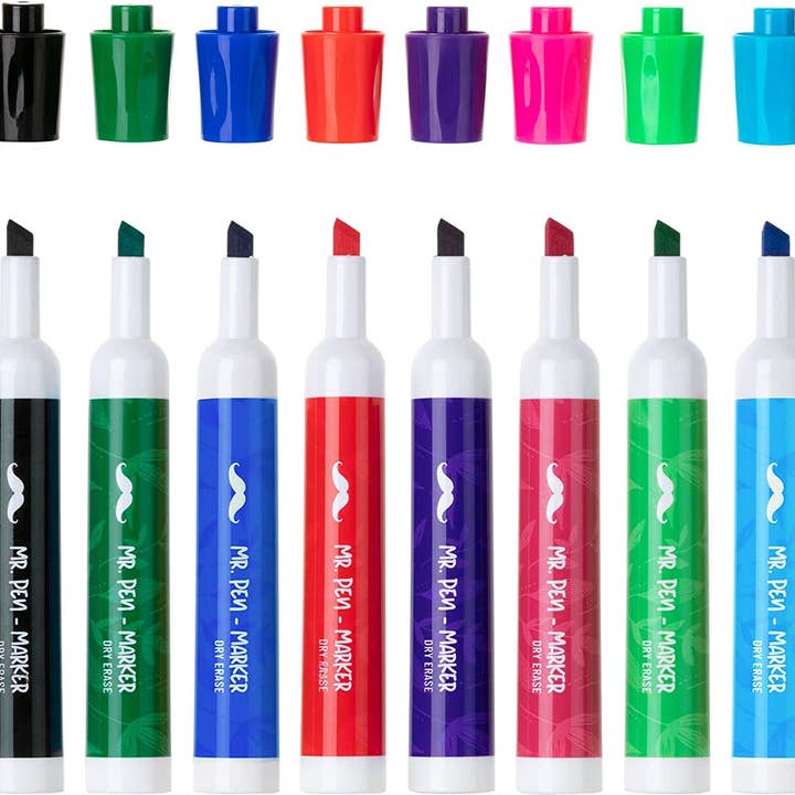 Mr. Pen - Wholesale Marker - Mr. Pen Chisel Tip Dry Erase Markers, 10 Assorted Colors0