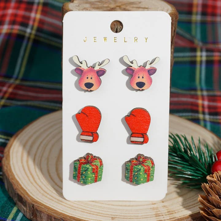 ACCITY - Wholesale Stud/Post Earrings - CHRISTMAS EARRINGS NEW ARRIVAL ELK EARRINGS SET_CWMM2616