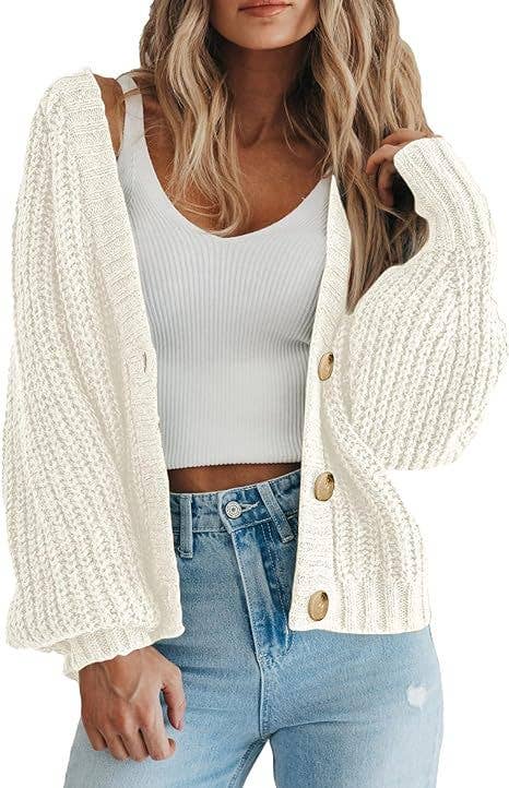 Rosa Clothing - Wholesale Cardigan - Women's - Women Knit Cardigan Loose Fit Button Down Fall Sweater15
