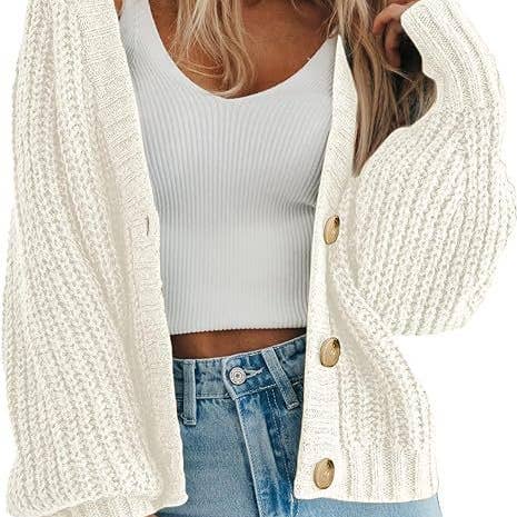 Rosa Clothing - Wholesale Cardigan - Women's - Women Knit Cardigan Loose Fit Button Down Fall Sweater15
