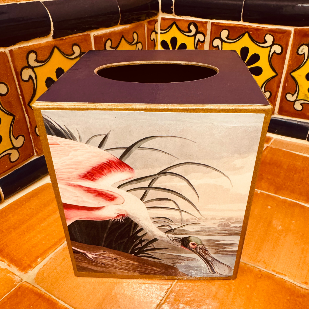 TOPICS IN THE TROPICS - Vente Boîtes à mouchoirs - Boîte de mouchoirs ou vase Audubon Birds, Spatule, Flamant rose3