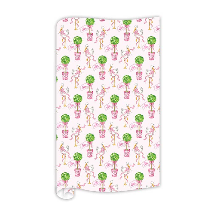 Carta da regalo rosa dipinta a mano It's a Girl Topiaries per la vendita all'ingrosso da parte di RosanneBeck Collections