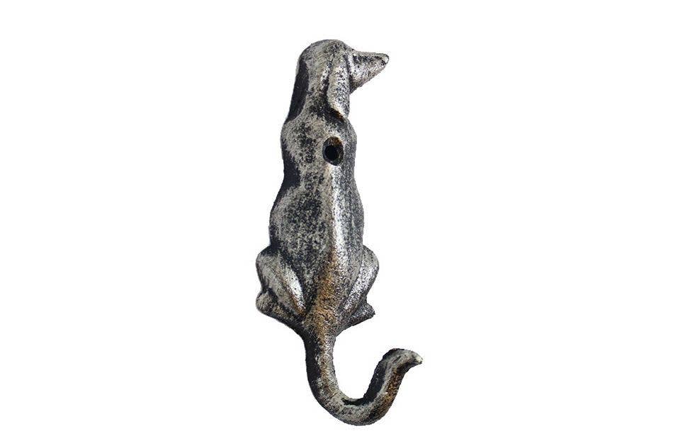 Hampton Nautical - Wholesale Wall Hook - Rustic Silver Cast Iron Dog Hook 6"1