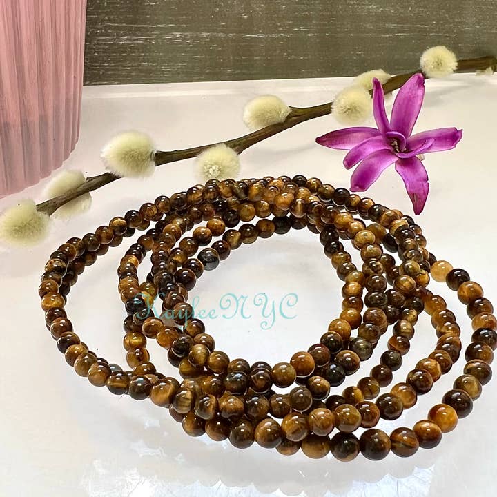 Natural Tiger Eye 4mm 7.5” Crystal Heali for wholesale by KayleeNYC