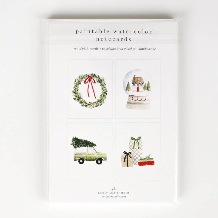 ensemble de cartes aquarelle à peindre « Esprit de Noël » pour la vente par emily lex studio
