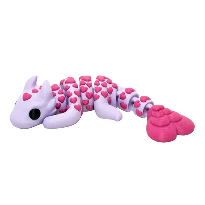 Love Dragon (Roughly 7.5 Inches Long) (Purple + Hot Pink) • Articulated Dragons • Flexi Dragon • Valentine's Day for wholesale by Lorianne Kol 3D Prints