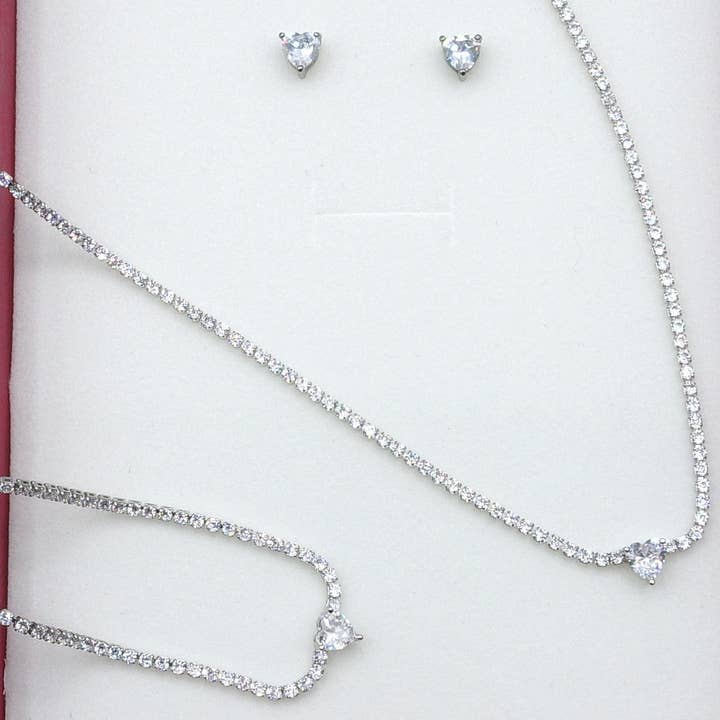 DIANA -"THE CRYSTAL SET"- 3 PCS- zirconia necklace+zirconia bracelet+zirconia earrings for wholesale on Faire3