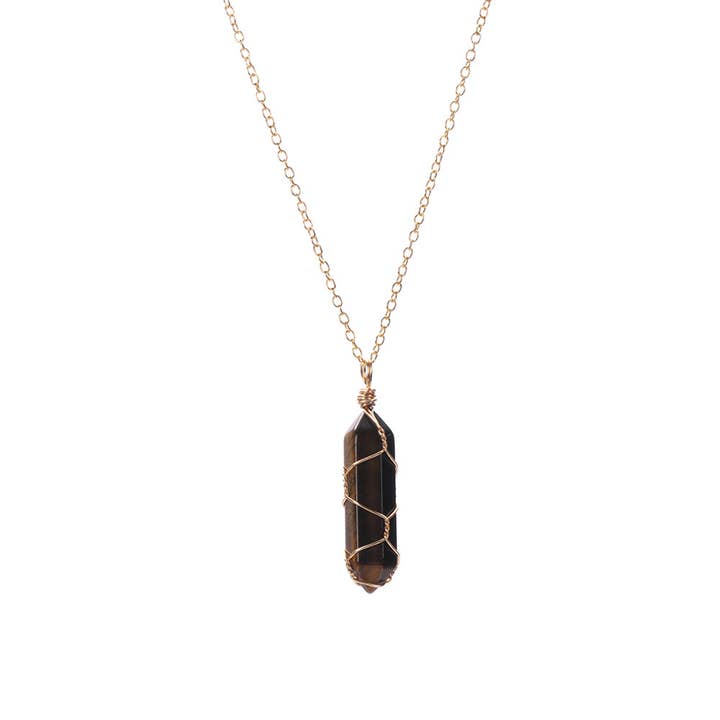 Gypsy Soul - Wholesale Pendant/Charm Necklace - Crystal Gold Wire Wrapped Necklaces - Assortment 12 Pcs