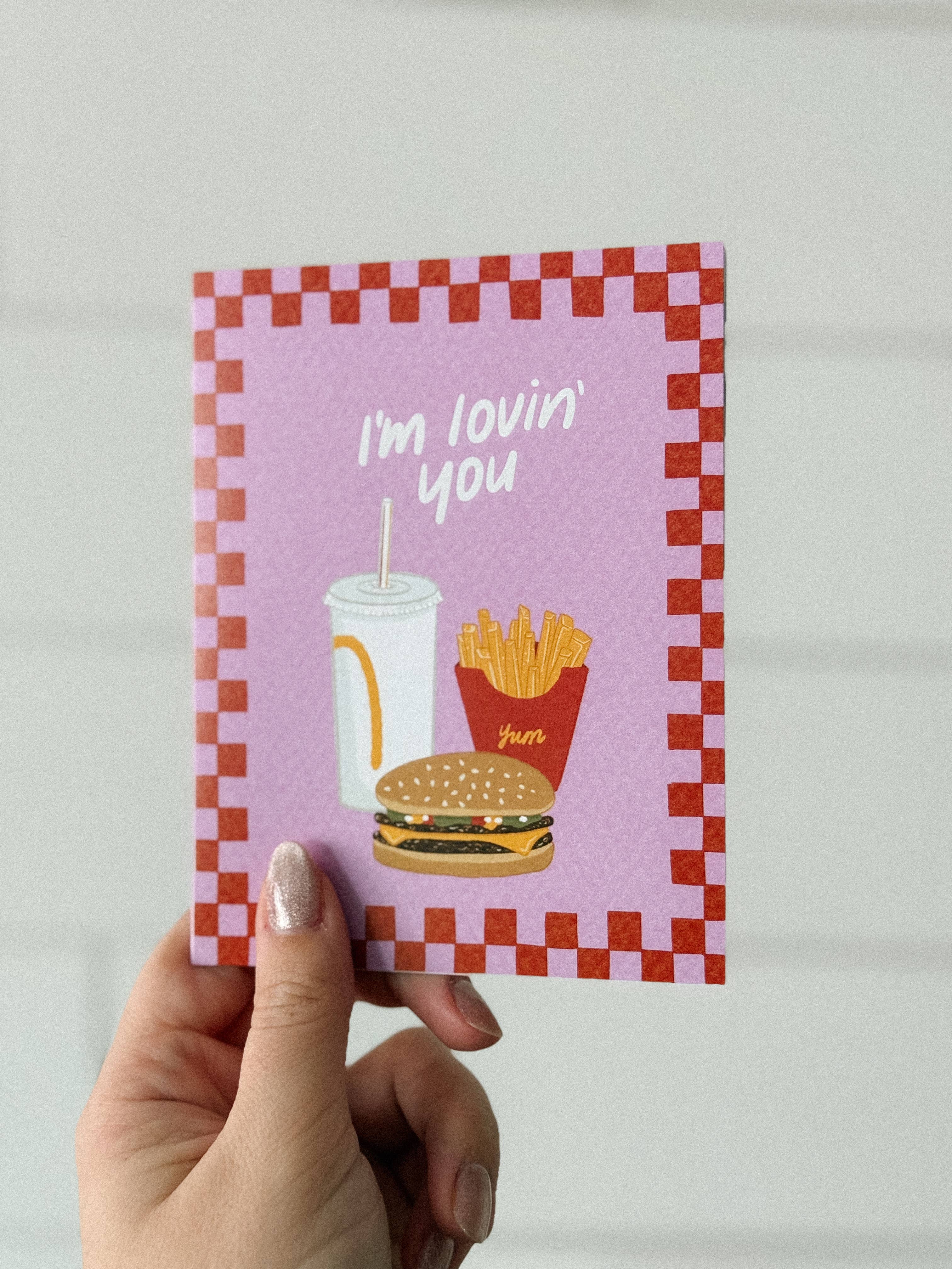 Simple Whimsy - Wholesale Love Card - Lovin' You - Fast Food Burger and Fries Valentine Love Card1