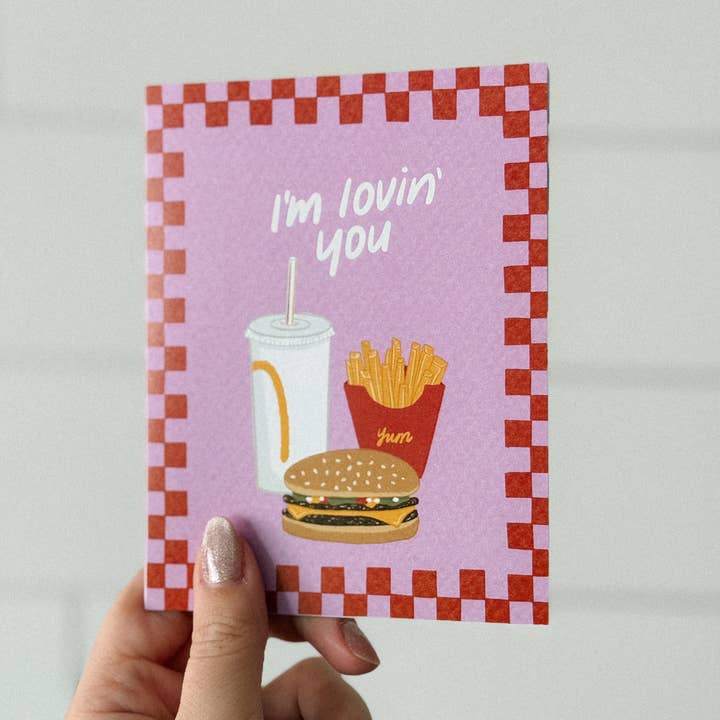 Simple Whimsy - Wholesale Love Card - Lovin' You - Fast Food Burger and Fries Valentine Love Card1