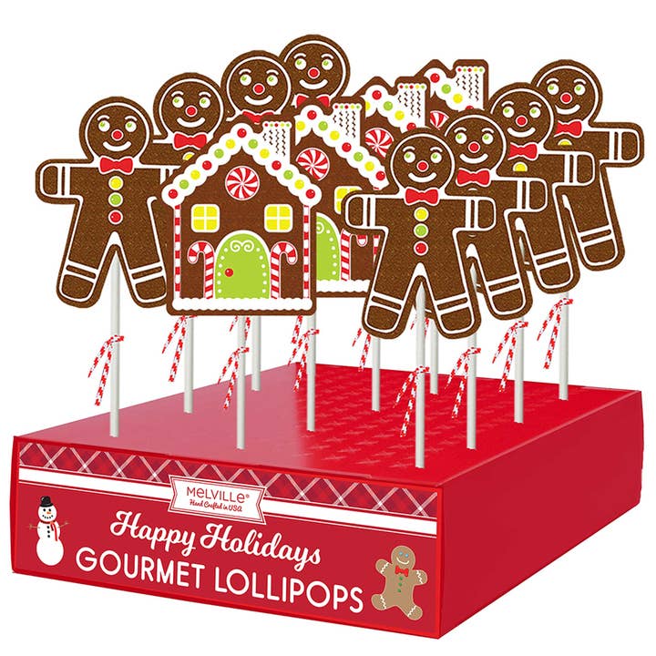 Melville Candy Company - Wholesale Lollipop - Gingerbread Boy & House Lollipops