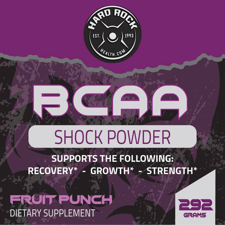 Hard Rock Health Stores – Proteína/Superalimento em pó por atacado – Pó de choque BCAA (ponche de frutas)2